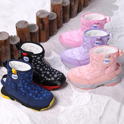 Botas de neve de inverno para crianças outono/inverno sapatos de algodão fofos dentes de lobo antiderrapantes quentes ultra leves meninas neve cano alto sapatos esportivos