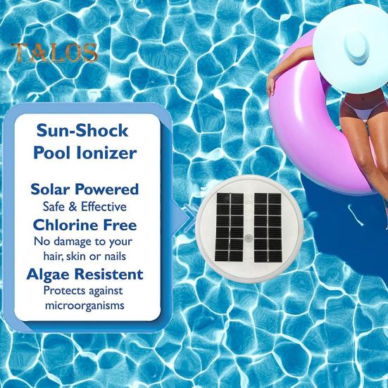 Solar Water Purifier Solar Powered Pool Cleaner Floating Water Purifier with 2 Copper Replacement for Freshwater Saltwater Pools Spas