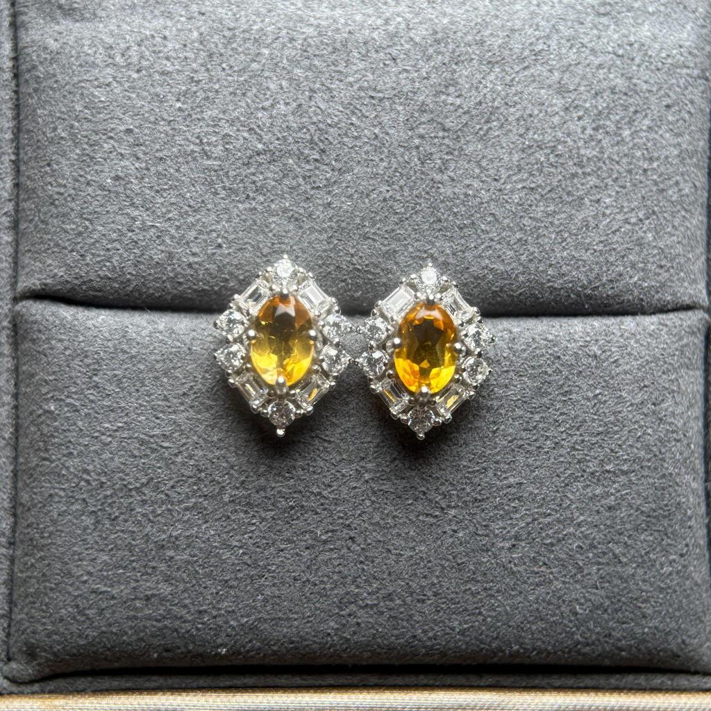 S925 Silver Inlaid Gem Earrings - Stylish, Natural, Versatile