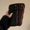 Cute Wavy Edge Phone Case for iPhone Pro Max, Glossy Curly Frame Shockproof Cover, Minimalist Soft Silicone Protective Case for Women Girls