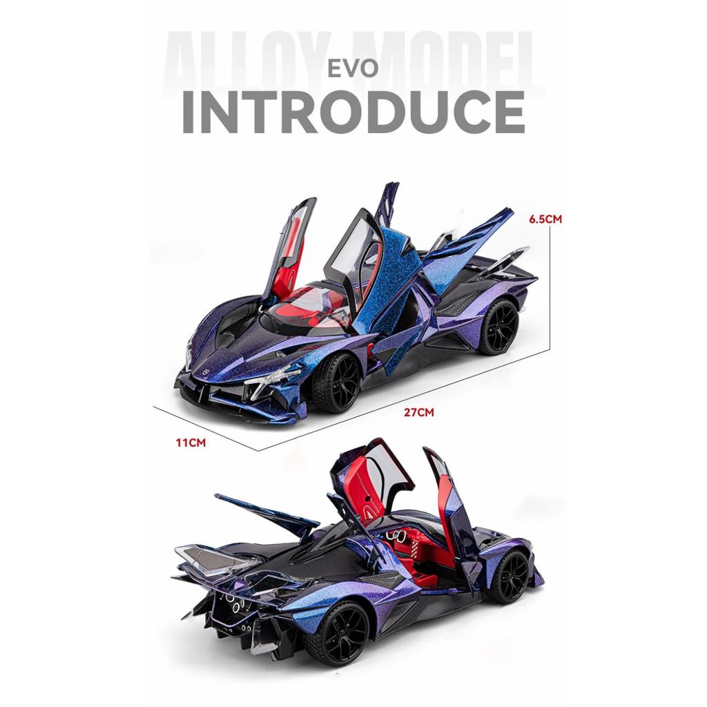 1/18 Apollo Project EVO Alloy Concept Sports Car Model Diecasts Metal Track Racing Car Vehicles Model Sound Light Kids Toys Gift