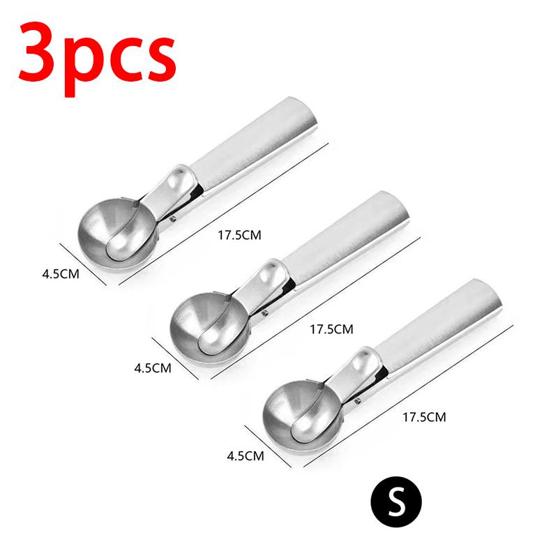 Stainless Steel Dual-Purpose Ice Cream Scoops & Ice Spoon, Spoon For Ice Cream, Fruit & Dessert Ball Scoop, Ice Cream Tools Bjl0
