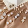 Korean Design Elegant Simulated Pearl Big Round Clip On Earrings Non Pierced Baroque Pearl Ear Clips for Women Jewelry