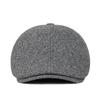 Mens Winter Warm Wool Blend Flat Cap with Ear Flaps Outdoor Hat