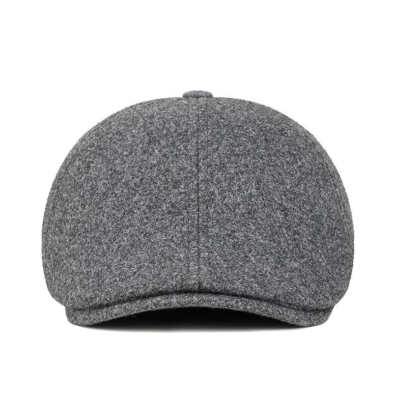 Mens Winter Warm Wool Blend Flat Cap with Ear Flaps Outdoor Hat