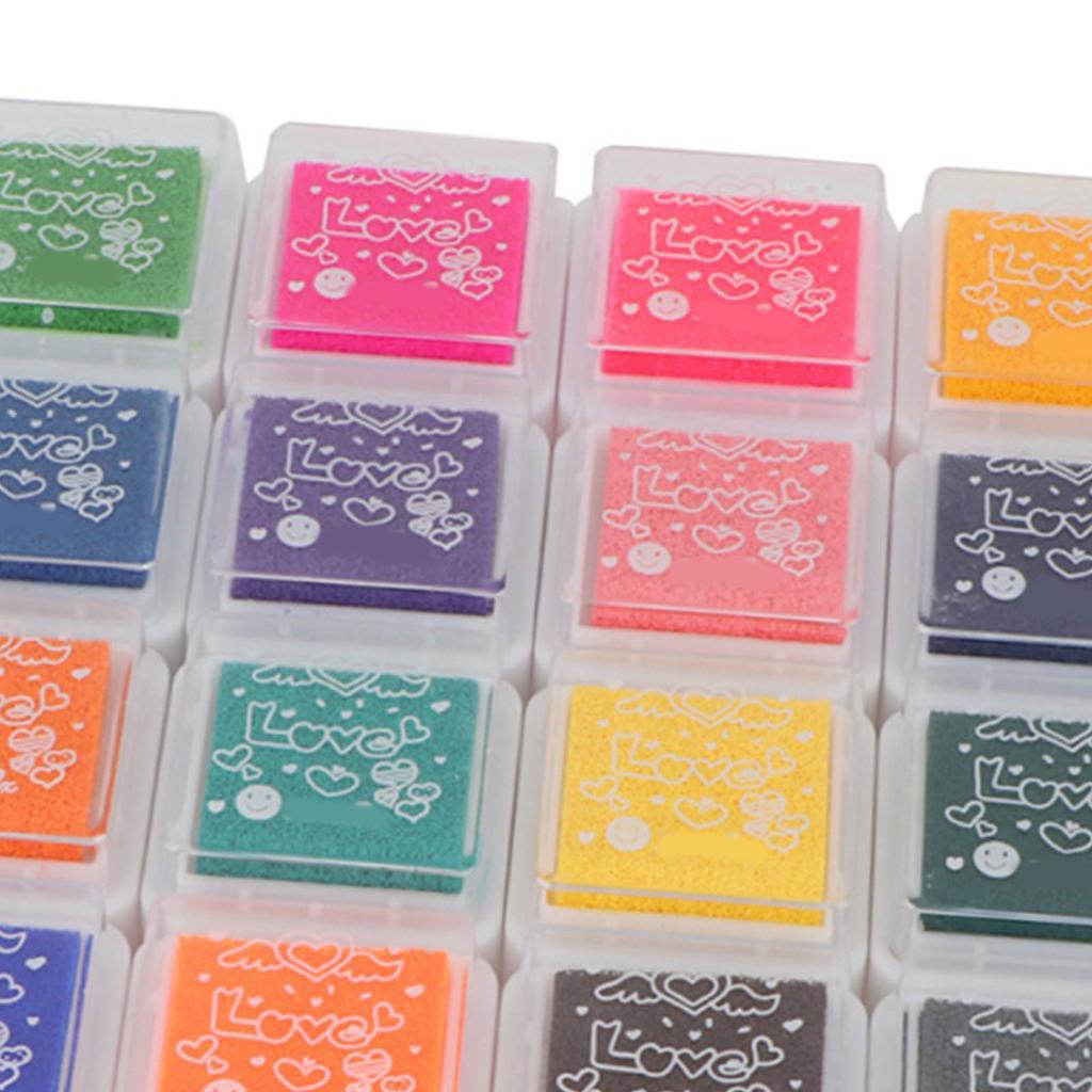 24 Colors DIY Cute Colorful Ink Pad Stamp Inkpad for Rubber Stamp Scrapbook Decoration