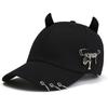 Streetwear Cool Cowhorn Baseball Cap With Metal Ring Embellishments For Urban Style