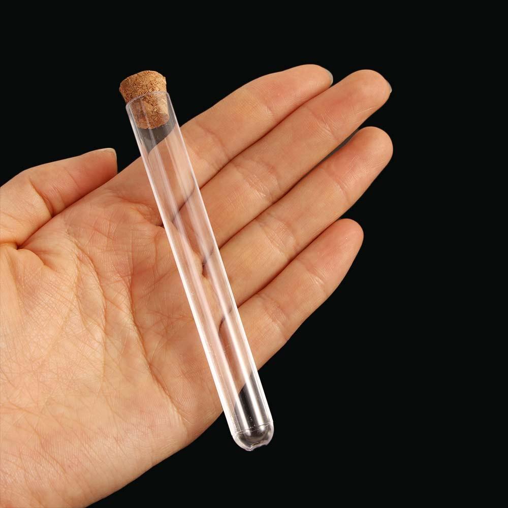 Laboratory Clear Plastic Test Tubes With Corks Caps Storage Containers Wedding Favor Gift Tube