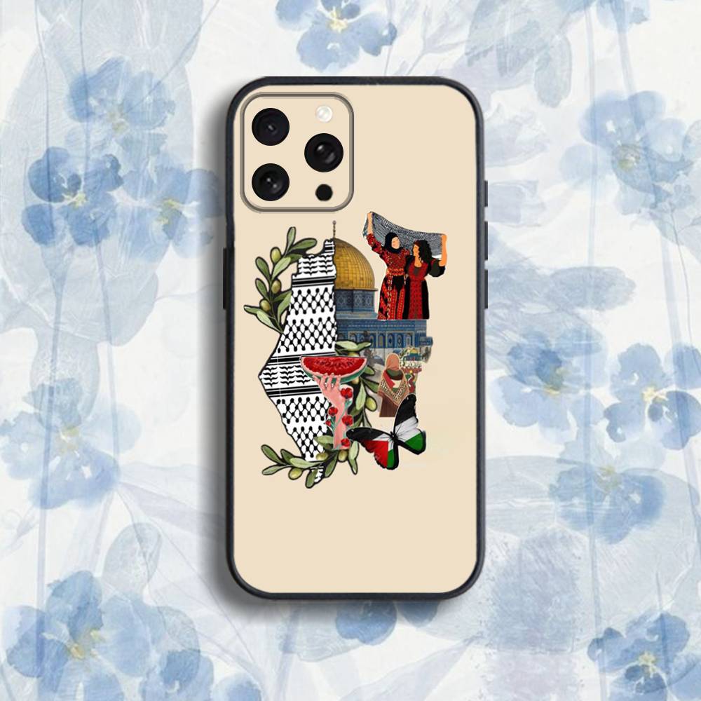 P-Palestine-s F-Flag M-MAP Phone Case For iPhone 17,16,15,14,13,12,Pro,Max,Plus,E,SE4,Air,Mini Black Soft Box iPhone13PRO