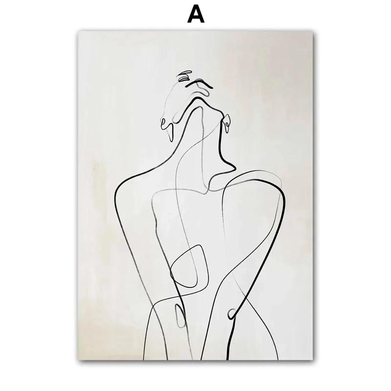 

Абстрактные линии холст картины, красивая элегантная женщина цветы принты, настенное искусство, картины, гостиная, украшение дома 21x30cm No Framed