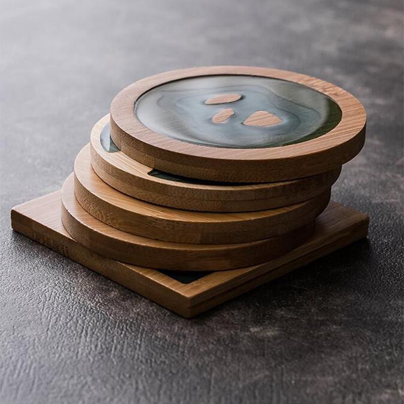 Bambusowa Podkładka Pod Herbatę Okrągła Kwadratowa Mata do Herbaty Kung Fu Rzemiosło 3D Antypoślizgowa Izolowana Taca do Herbaty Domowa Podkładka Pod Kawę Akcesoria do Zestawu Herbacianego