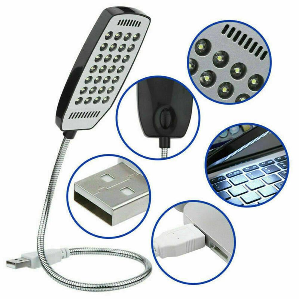 Metal Flexible Mini Reading Light Usb Charging 360 Degree Rotation High-brightness 28-led Heads Lightweight Portable Lamp For Laptop