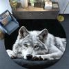 Gray Wolf Round Area Rug,Carpet Rug for Living Room Bedroom Sofa Playroom Decor,Non-slip Floor Mat