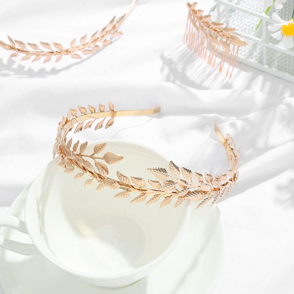 Bridesmaid Tiara Headwear Wedding Hair Crown Leaves Hair Bands Metal Gold Leaf Bride Headbands