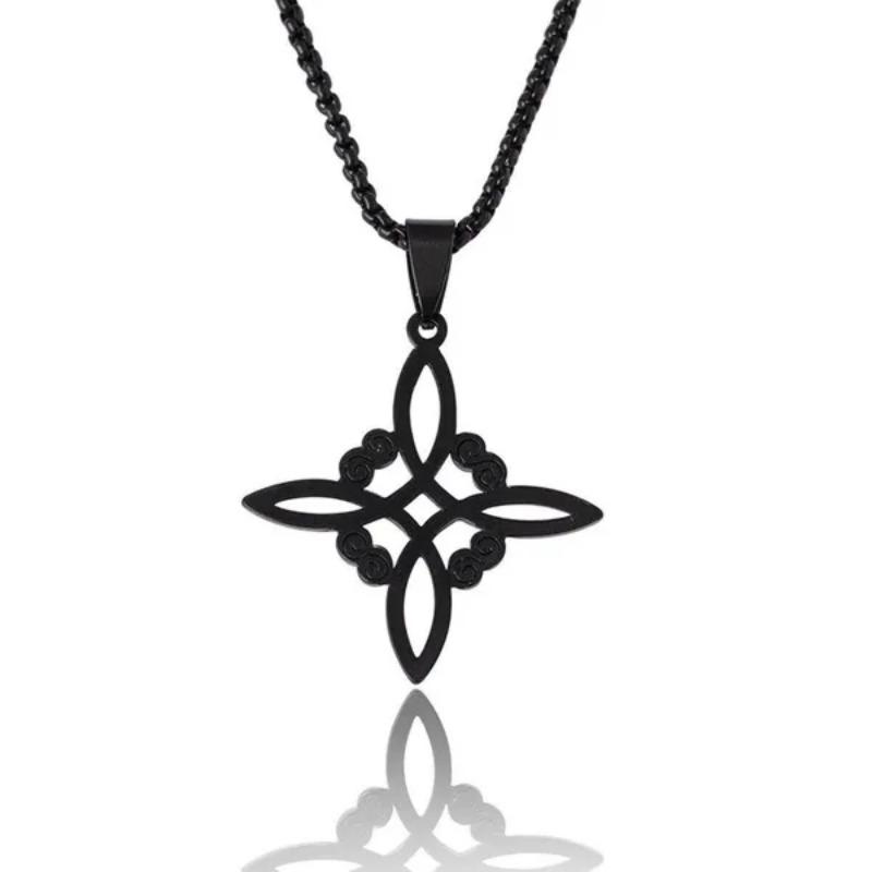 

1PC Witch Celtic-Knot Necklace Protections Witchcraft Necklace Clavicle Chain Women Men Geometric Pendant Vintage Jewelry BAL чёрный