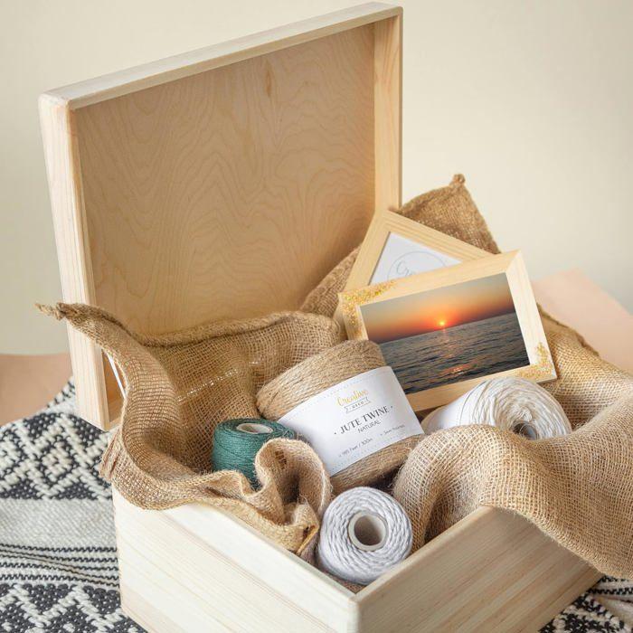 Boite de Rangement en Bois - Creative Deco - 40x30x24cm - Non Poncé - Naturel - Mixte