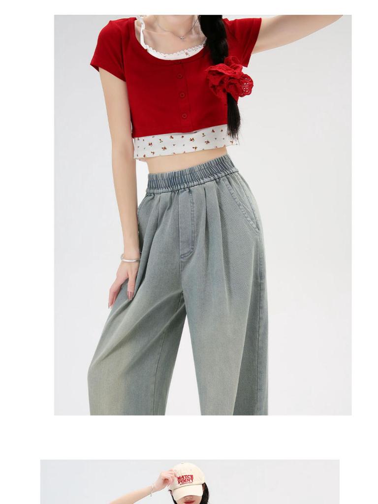 Women’s Tencel Soft Denim High-Waist Loose Jeans – Summer 2024 Retro Wide-Leg Style