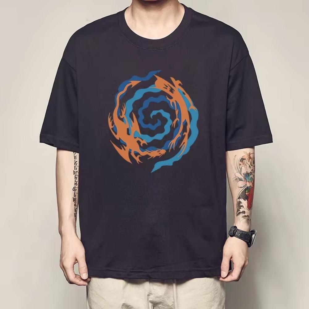 Summer Game King Tee Muto Games Blue Eyes White Dragon Print Men's T-shirt Short Sleeve Dark Mage Clothes Giant Divine Soldiers