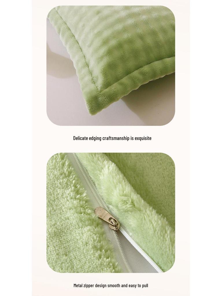 Set of 2 Thick Velvet Flannel Pillowcases - Winter Coral Fleece, Single or Double Size