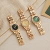 Vintage socialite style emerald gemstone watch six-piece gold watch necklace bracelet ring earrings set, suitable for dating, bi