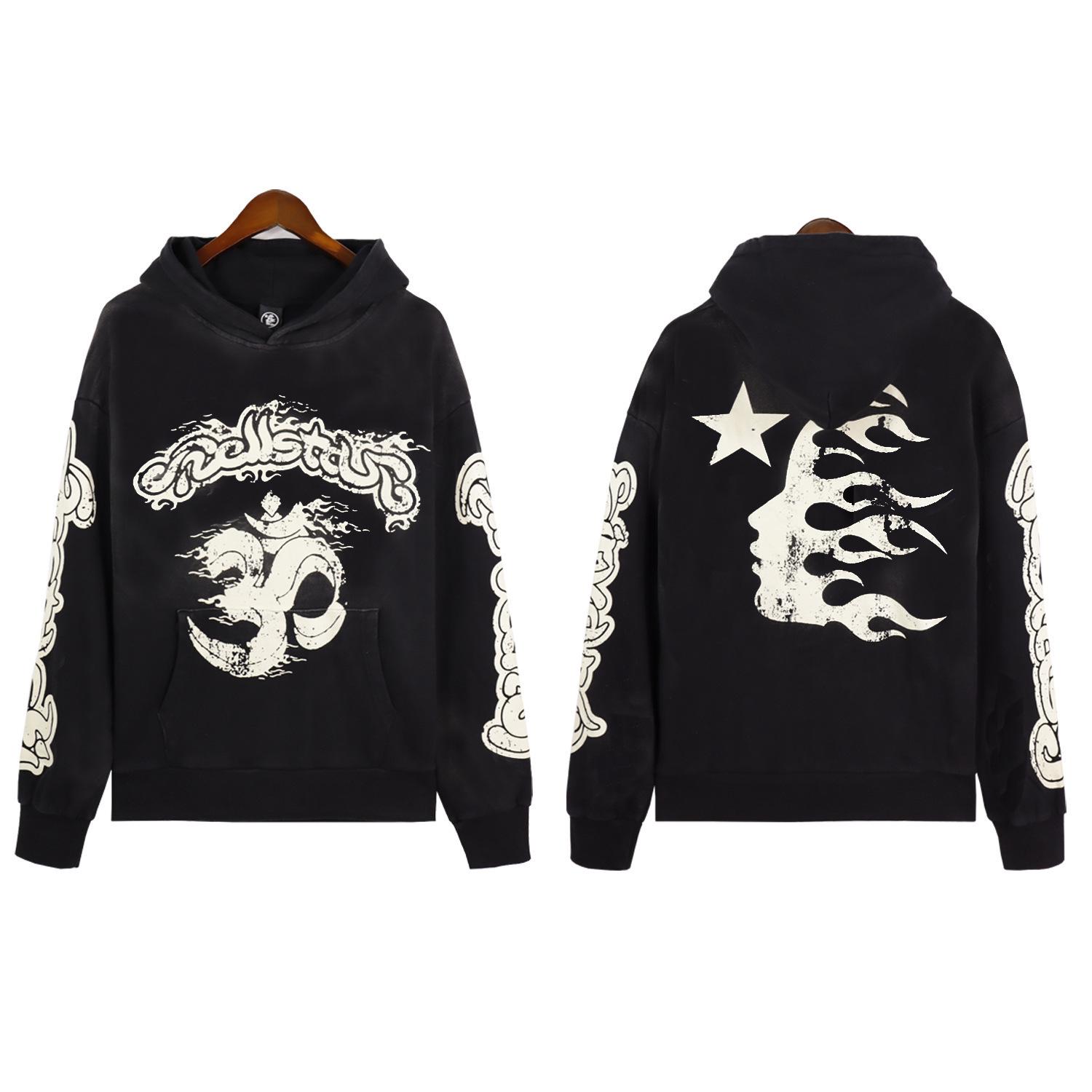 

Unisex Retro Distressed Letter Print Hoodie for Autumn/Winter XL (High Quality)