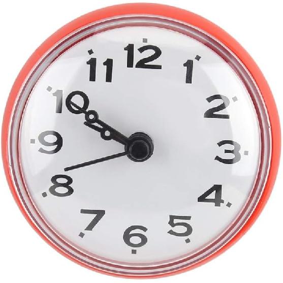 Bathroom Wall Hanging Clock,Waterproof Fogproof Round Arabic Digital Dial Bath Shower Clock Suction Cup Wall Window Mirror Bath Shower Clock for Home