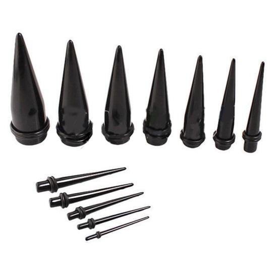 Dispositif de prise conique d'extenseur d'oreille de forme de cône acrylique droit noir