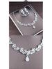 2022 Bridal Rhinestone Necklace & Earrings Set - Korean Wedding Hair & Dress Accessories