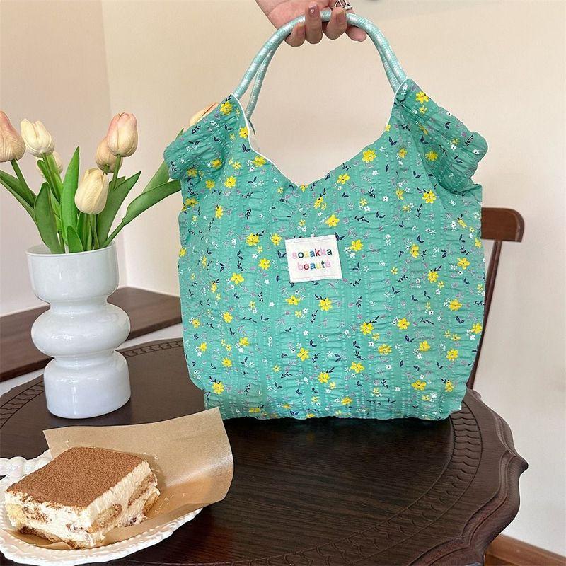 Tote Bag Sozakka Floral Bag Simple Canvas Commute Flower Handbag Shopping Bag Underarm Bag Single Shoulder Bag Unisex