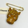 Elegant Enamel Leopard Head Brooch For Women Luxury Vintage Queen Style Pin Accessory Daily Party Accessory