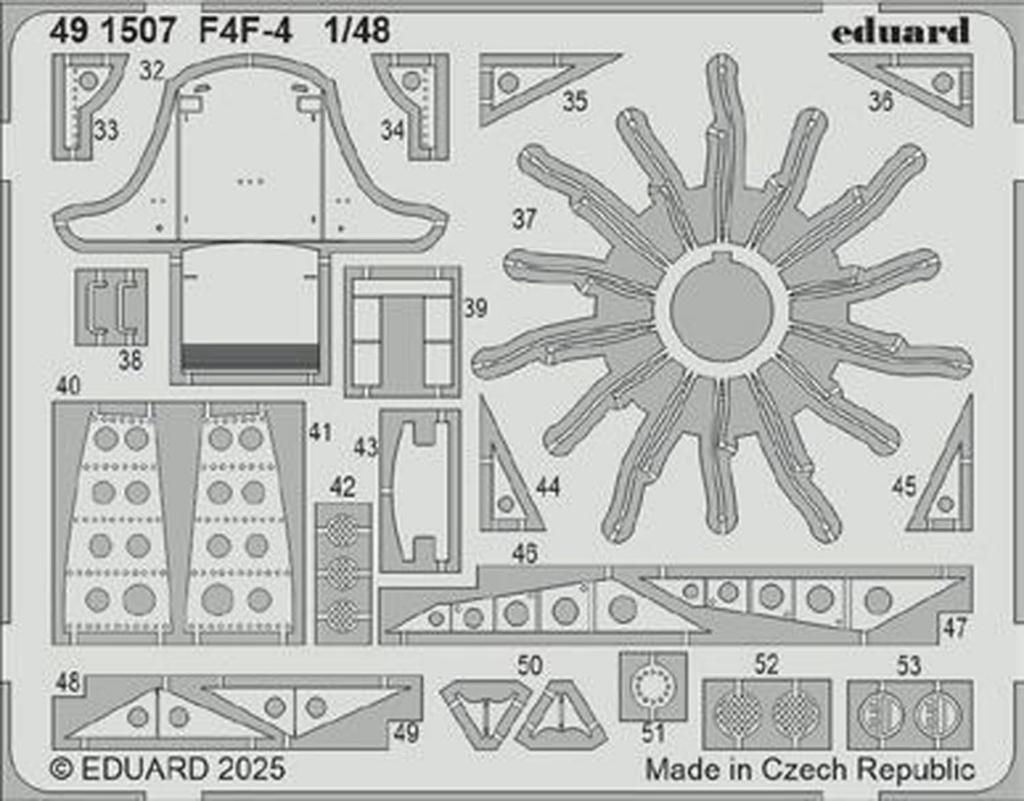Eduard 1/48 Big Ed F4F-4 Parts Set (for Academy) Plastic Model Kit Parts EDUBIG49448 (Airplane)