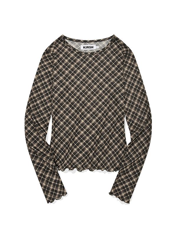 KIRSH Cheek Check Slim Fit T-Shirt [Brown]