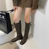 Flat-bottomed Korean Skinny Long Knight Boots Women's Shoes 2025 New Autumn and Winter Black Straight Boots Medium Long Boots