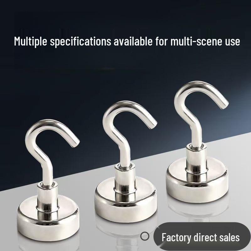 Strong Neodymium Magnet Hook, Hole-Free, Industrial-Grade for Refrigerator