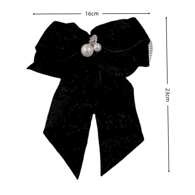 Women's Velvet Bow Hairpin Fashionable Princess Headdress Sweet Back-Of-The-Head Hair Clip New Year's Hair Accessories