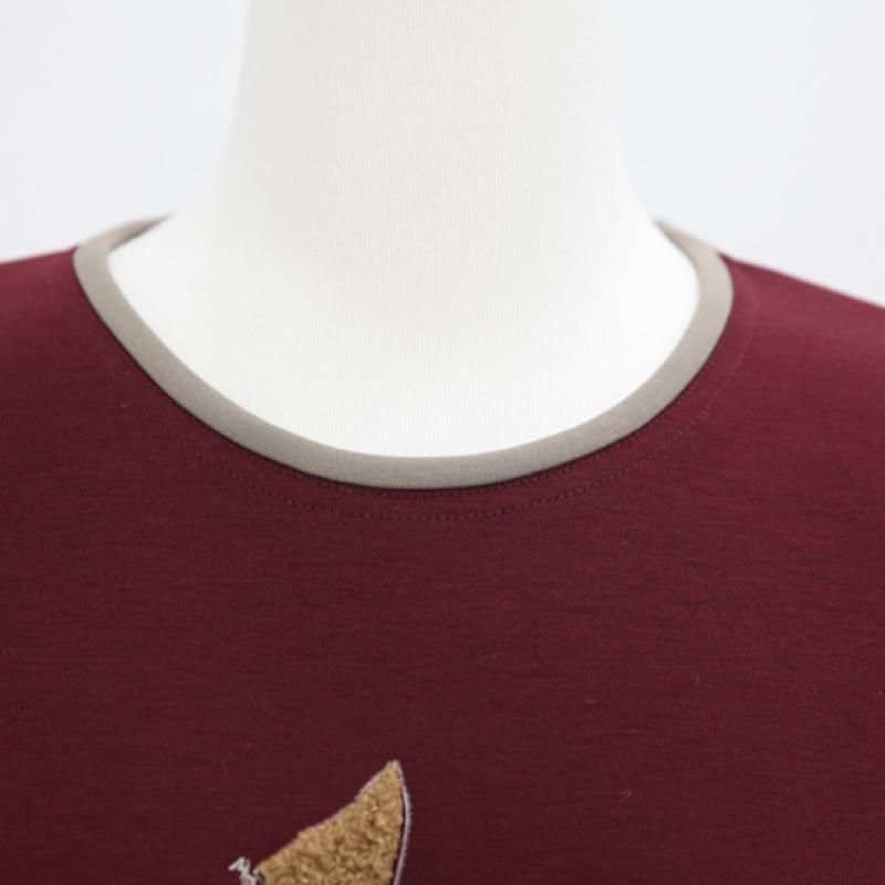 Shiz Madam Poodle Color Blocking Wooden Tee For Moms 50s 60s T57253