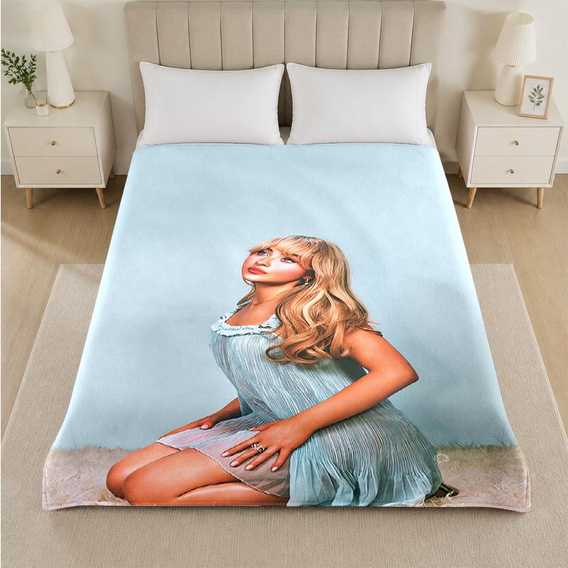 Sabrina Carpenter Print Flannel Blanket Cozy Warm Plush Throw Blanket For Bed Sofa Couch Indoor Household Use