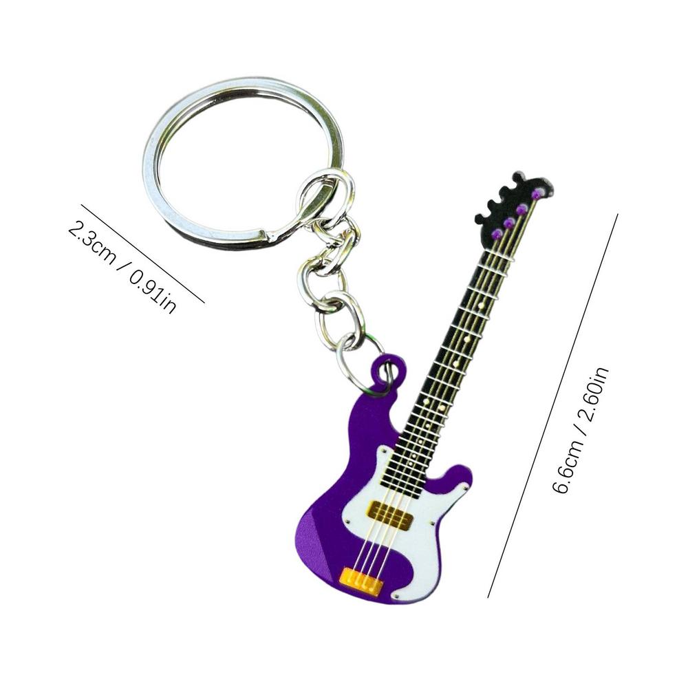 Klíčenka na basovou kytaru Klíčenka s hudebním nástrojem Hudební klíčenky Nerezová ozdoba na kytaru Mini klíčenka na kytaru Pro hráče na kytaru