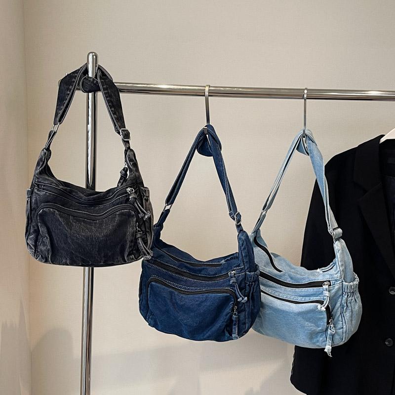 Denim Bag Multi-Layer Crossbody Bag Women Commuter Shoulder Bag Messenger Bag