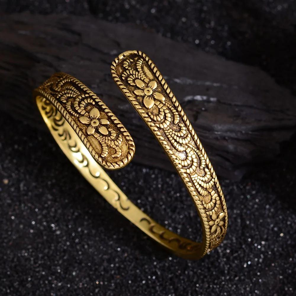 New Arrival Vintage Carving Flower Thai Silver Ladies Bangle Promotion Jewelry For Christmas Gifts Never Fade