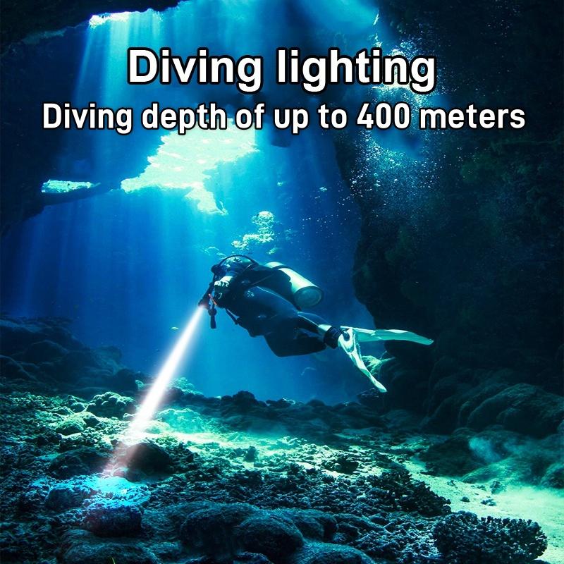 Potápěčská svítilna Super Bright 2200LM Hloubka 400M Svítilna IPX8 Vodotěsná lampa Profesionální potápěčská lucerna Podvodní světlo