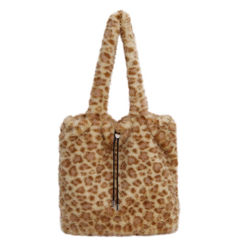 Sac Moelleux Grande Capacité Femme 2025 Nouveau Décontracté Peluche Douce Épaule Sac Fourre-tout Portable