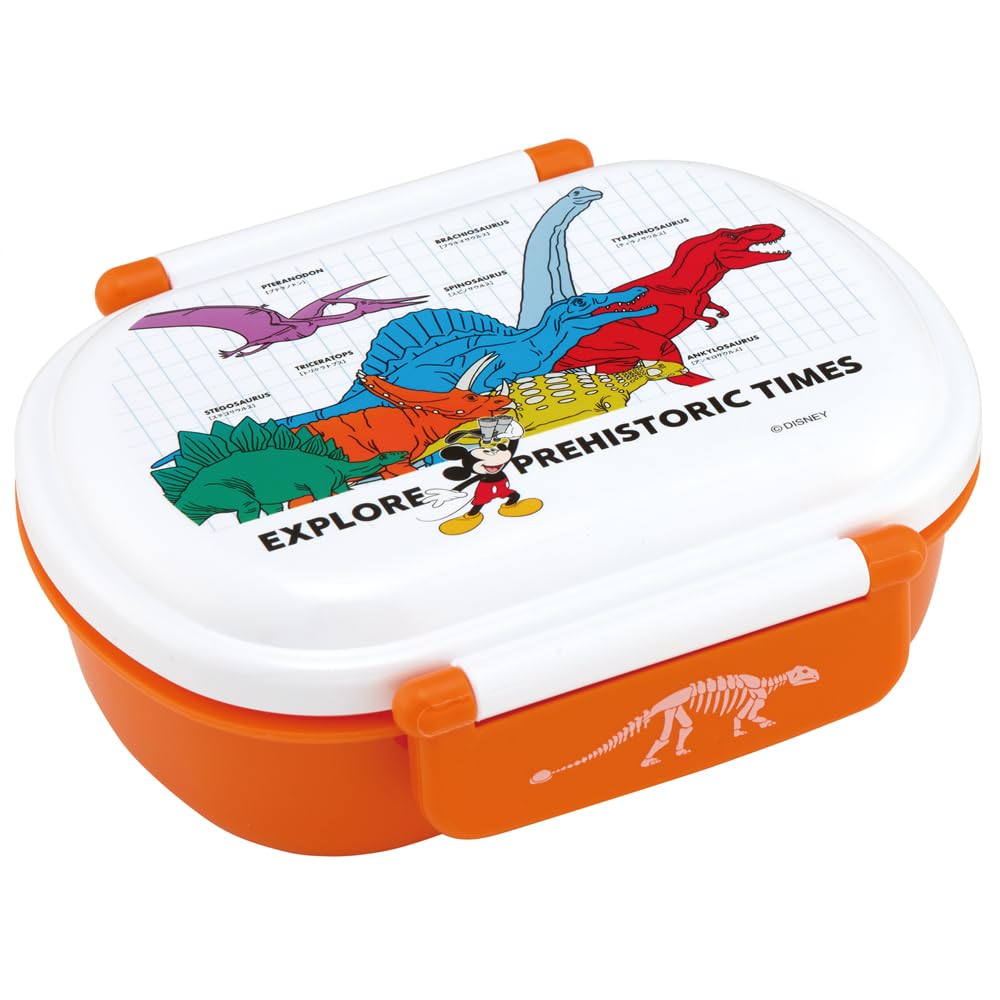 Skater Lunch Single Disney Mickey Mouse Friends Dinosaur Made in Japan Kids' Box, Tier, 360ml, Dome-Shaped, & Design, Antibacterial, (QAF2BAAG-A)