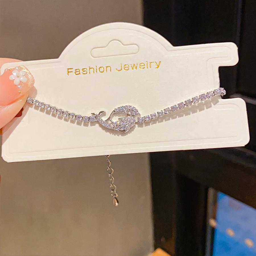 

Zircon Fish Geometric Bracelet With Cubic Zirconia For Womens Fashion Accessory срібний