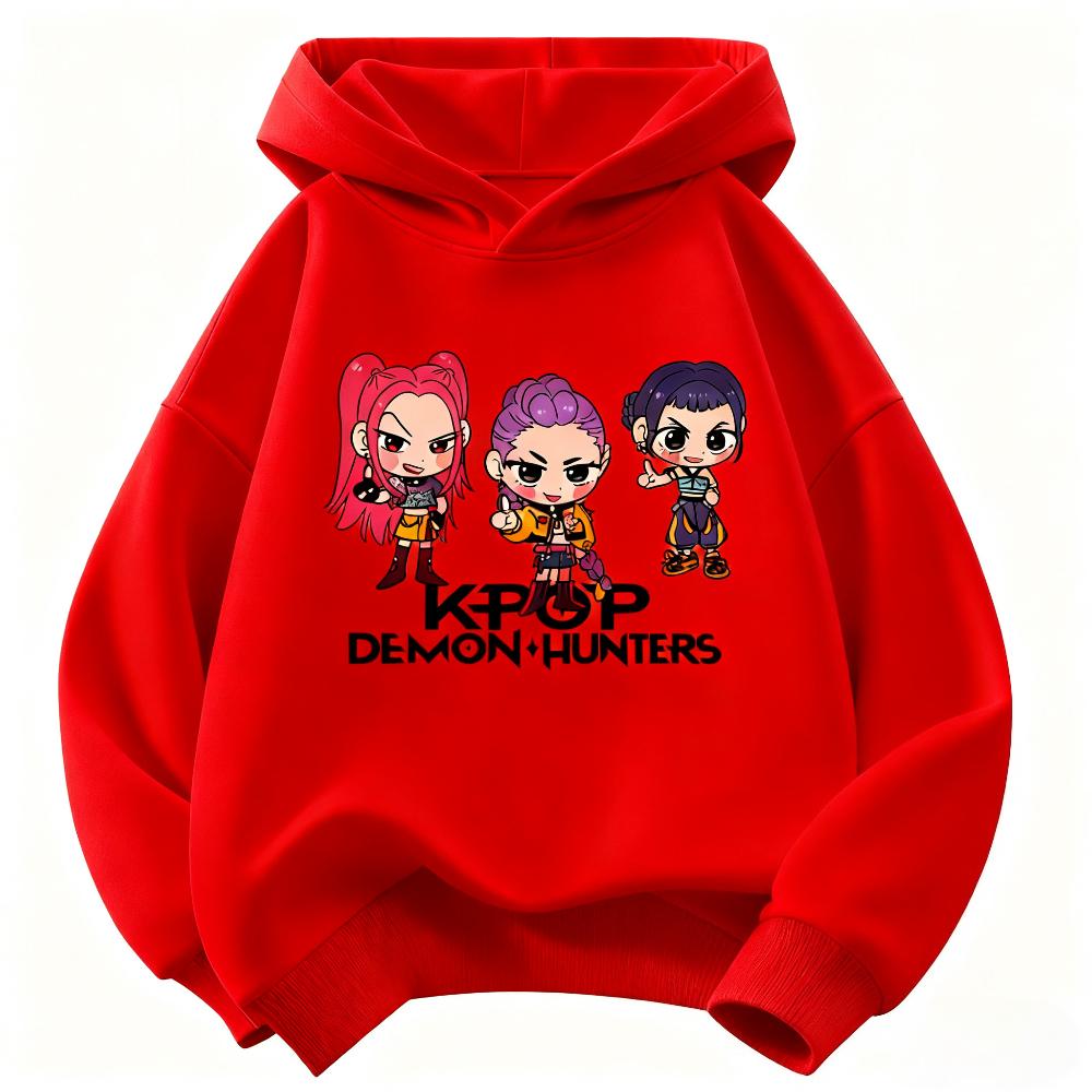 Kpop Devil Hunter Children's Hoodie, Warm for Autumn and Winter, Stylish Boys' and Girls' Clothing, Casual Girls' Outfit.