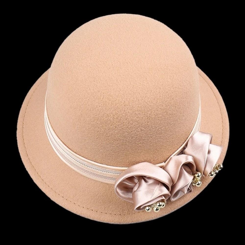 Adjustable Wool Formal Hat Autumn Winter Flower Decorated Hat Korean Fisherman Hat Top Hat