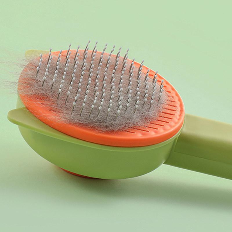 Cat Comb Stainless Steel Cat Brush Massage Cats Hair Comb One-button Pet Hair Remover Pet Grooming Cleaning Tools Pets Supplies
