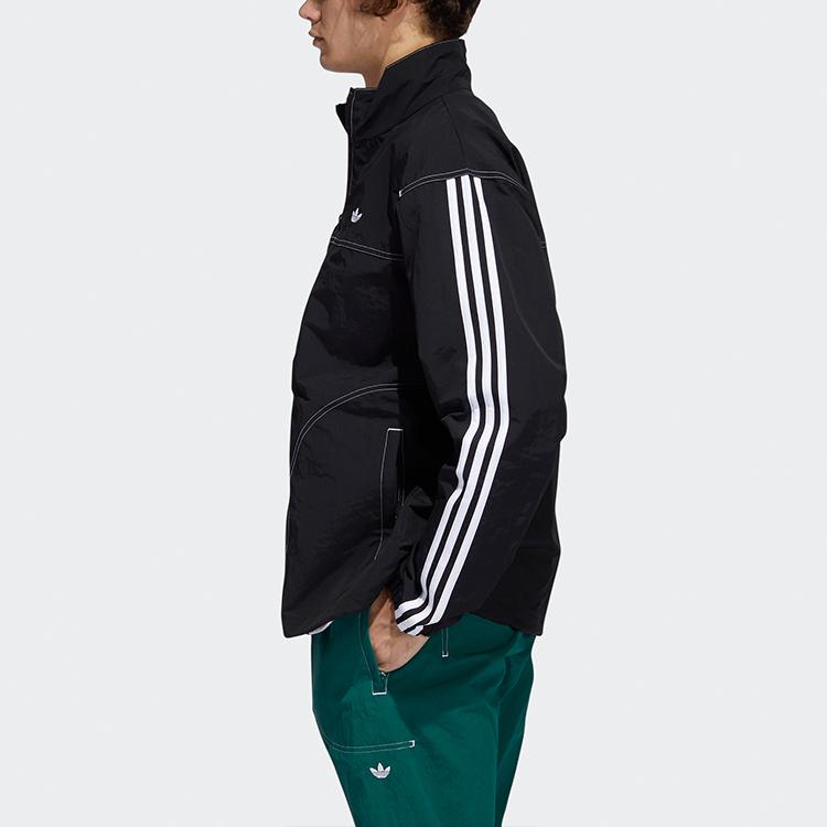 Adidas Originals Trefoil Embroidered Logo Stand Collar Sport Jacket Men Jacket Black GD2057
