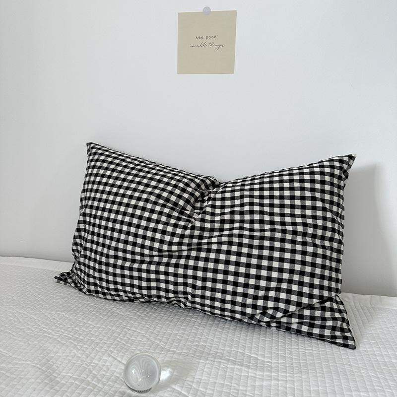 Solid Color Striped Pure Cotton Pillowcase (Single Piece)