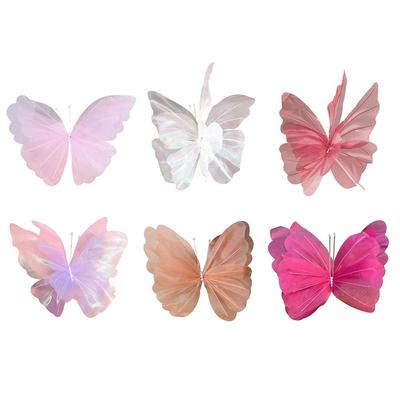 Big Size 3D Butterfly Decoration 50cm Large Three Dimensional Gauze Butterfly Romantic Style Hollow Design Hanging Butterfly
